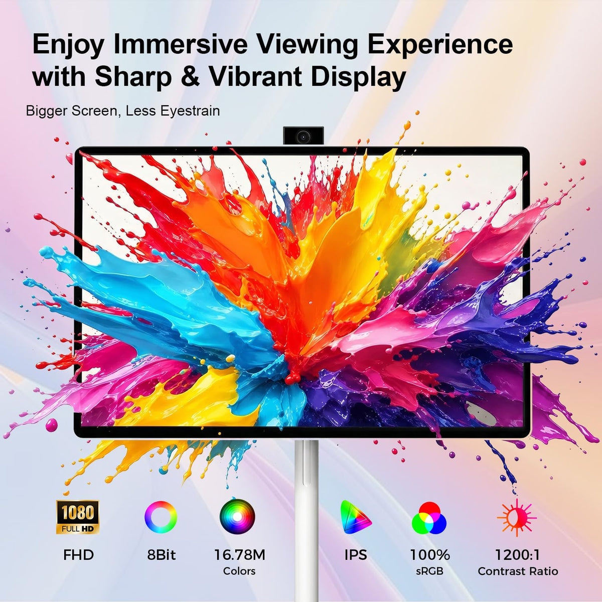 VLH 27inch FHD Smart Portable TV, IPS Touch Screen, Android 15, 6GB +128GB