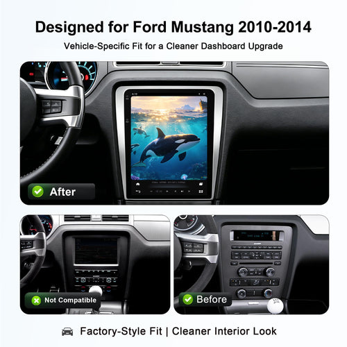 12.1 Car Stereo for Ford Mustang 2010-2014, Wireless CarPlay, Android Auto