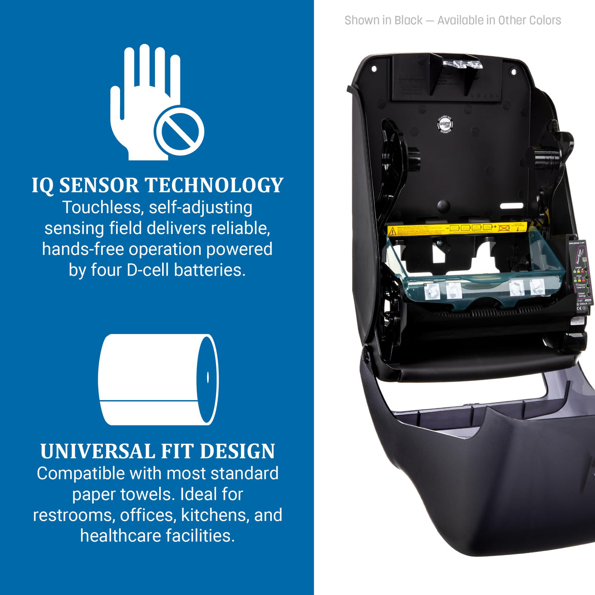 San Jamar Ocean Smart System Automatic Paper Towel Dispenser, Electronic for Bathroom and Kitchen, 16.5" x 11.75" x 9.25", 1 Count, Black Pearl