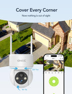 GNCC Wireless Solar Security Cameras Outdoor, 2.4G WiFi, SD/Cloud, 4 Pack