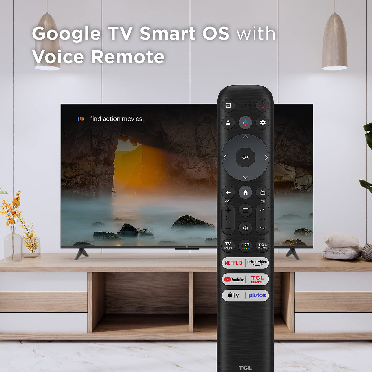 TCL 55-Inch Class S4 4K LED Smart TV with Google (55S450G, 2023 Model), Dolby Vision, HDR Pro, Atmos, Assistant Built-in Voice Remote, Works Alexa, Streaming UHD Television