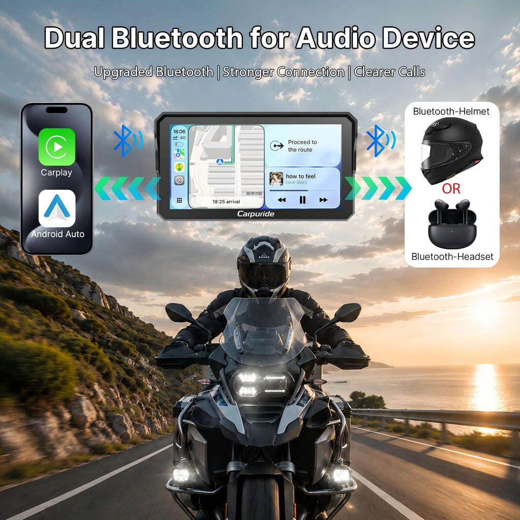 Carpuride W602 6.25" Motorcycle CarPlay Android Auto Screen GPS Navigation
