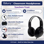 Classroom Headphones with Microphone Bulk 24 Pack, Wired Black Class Set