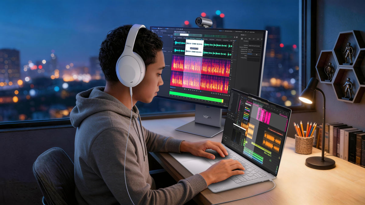 Lenovo Yoga PC Edition Over-Ear Wireless Headphones with Sound by Bose, Hybrid ANC Noise Cancellation, Bluetooth 5.3 Dual Device Connectivity, Touch Controls, 38-Hour Battery Life, Seashell