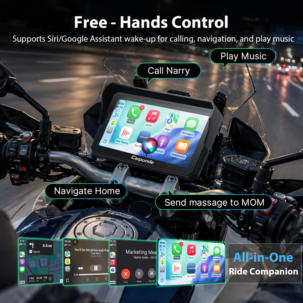 Carpuride W602 6.25" Motorcycle CarPlay Android Auto Screen GPS Navigation