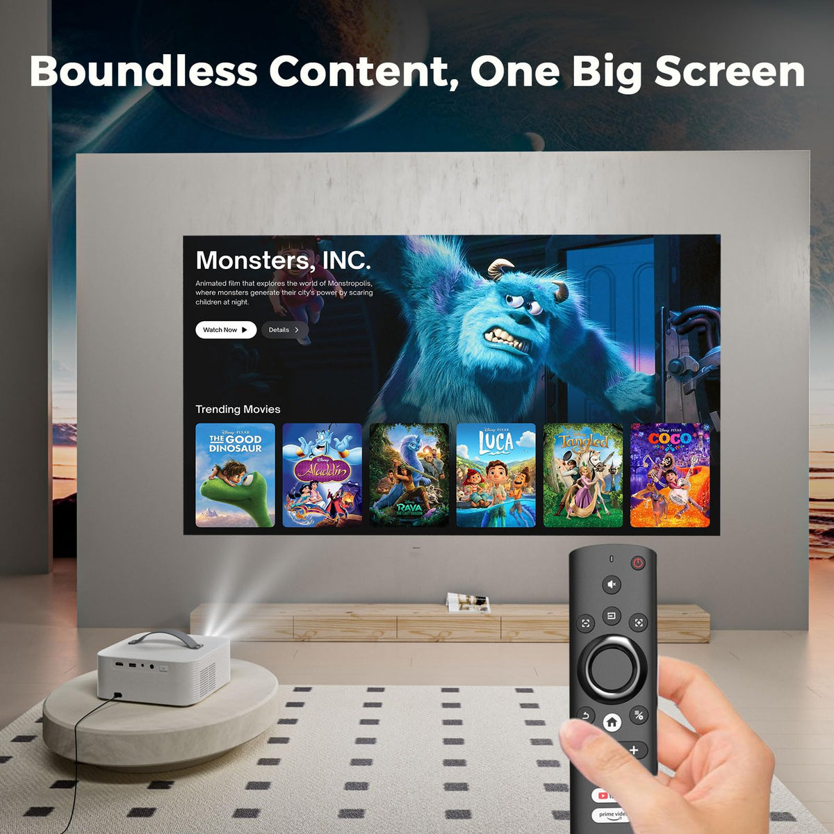 Portable-Outdoor-Projector with WiFi &Bluetooth, 50W Dolby Audio Proyector
