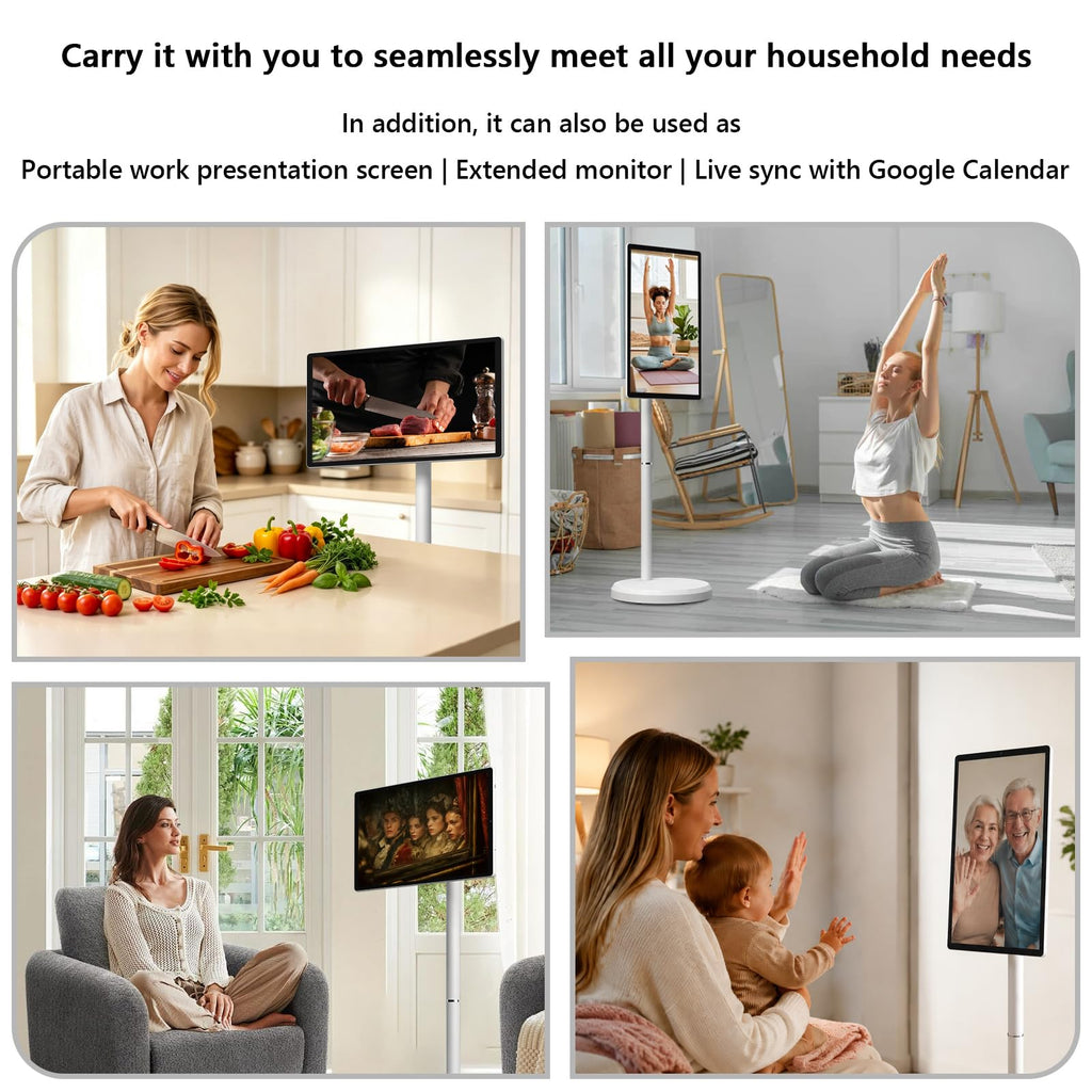 OFD 21.5" Gen2 Portable TV on Wheels,Touchscreen & Rolling Stand,Android 15