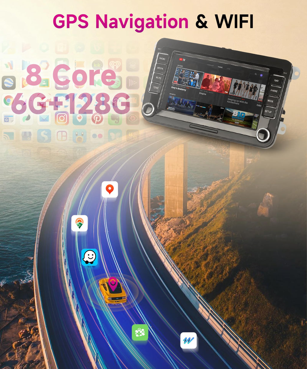 Rimoody 8Core 6G+128G Car Stereo Radio For VW Passat Jetta Golf MK5 MK6 EOS
