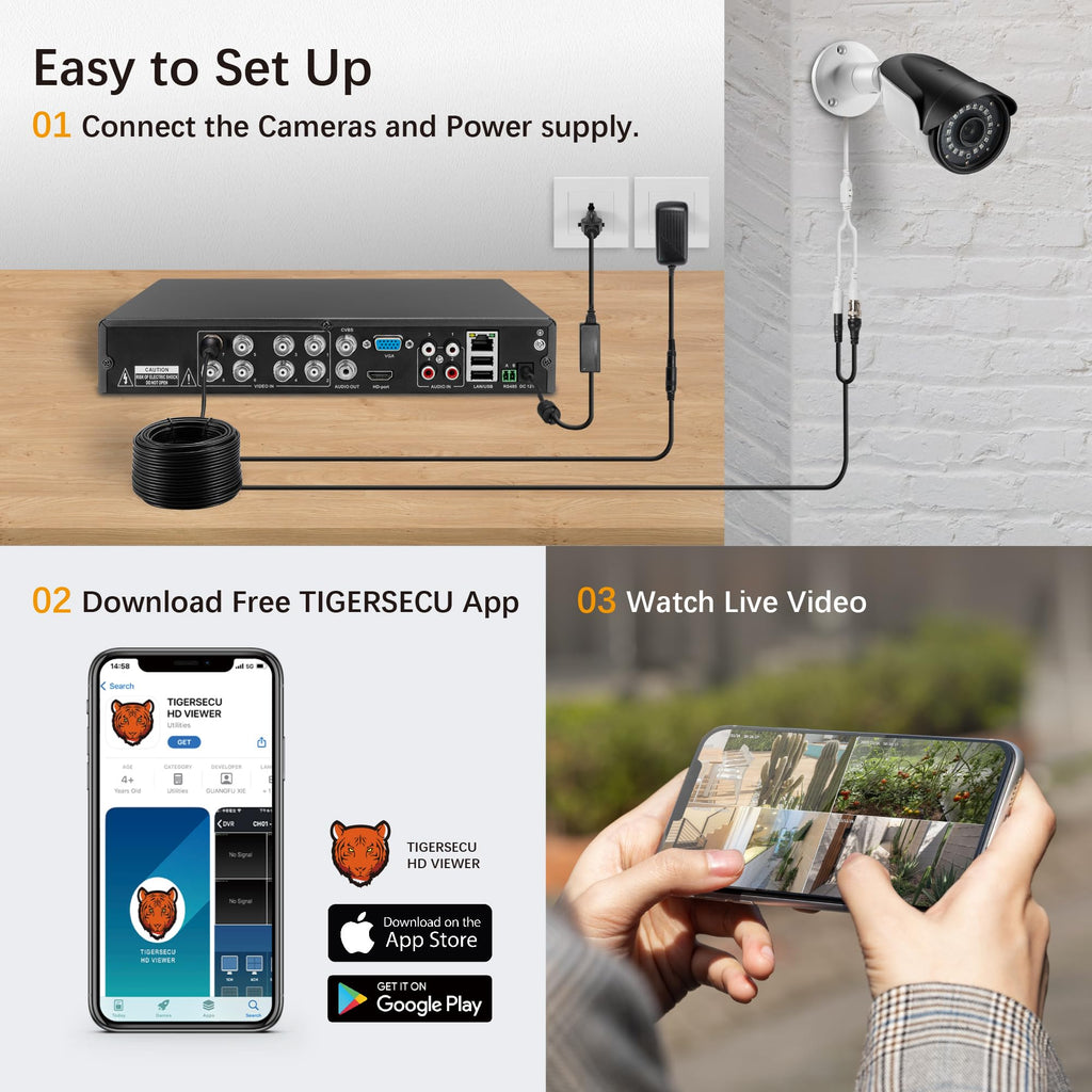 Super HD 1080P 8 Channel DVR Security Recorder with 2TB Hard Drive, Hybrid 6-in-1 CCTV DVR Recorder Compatible with 2MP and 5MP TVI, AHD, CVI, CVBS, RS485 PTZ and IP Security Cameras