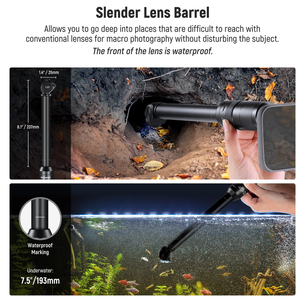 NEEWER 135° 18mm 2X Macro Probe Lens with 17mm Thread for Mobile Phone Video Recording, for NEEWER Phone Cage/Phone Case with 17mm Lens Adapter Compatible with iPhone Samsung, LS-51