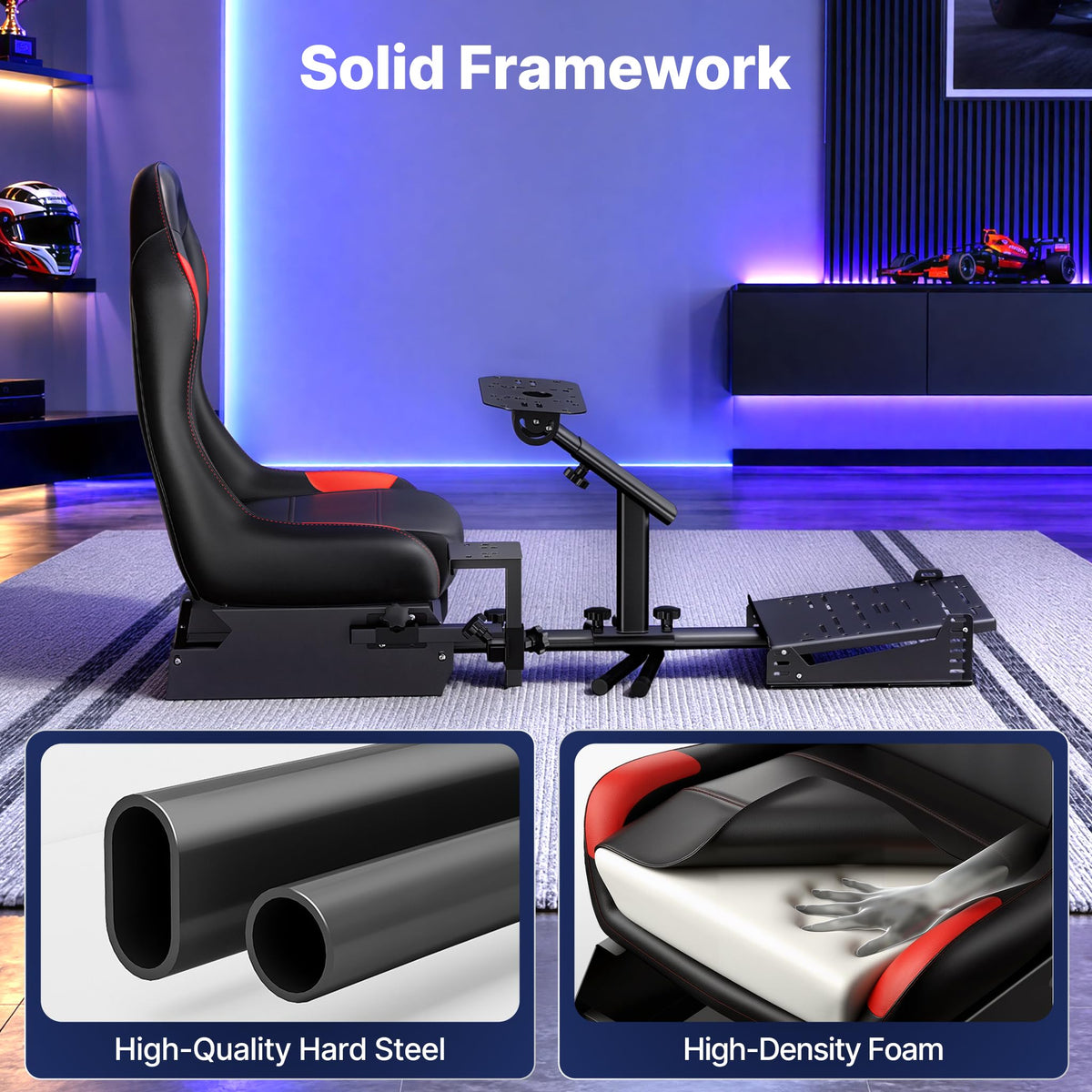 DIWANGUS Foldable Racing Simulator Cockpit for Logitech, Thrustmaster, MOZA