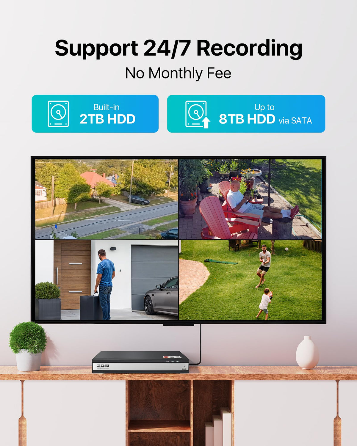 ZOSI 3K Lite 16CH Security Camera System, 16X CCTV Wired Cameras, 2TB HDD