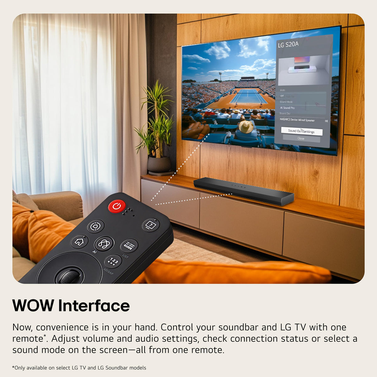 LG S60T 3.1 ch. Soundbar with Wireless Subwoofer, Dolby Audio, TV Synergy, Wow Interface, AI Sound Pro - Black