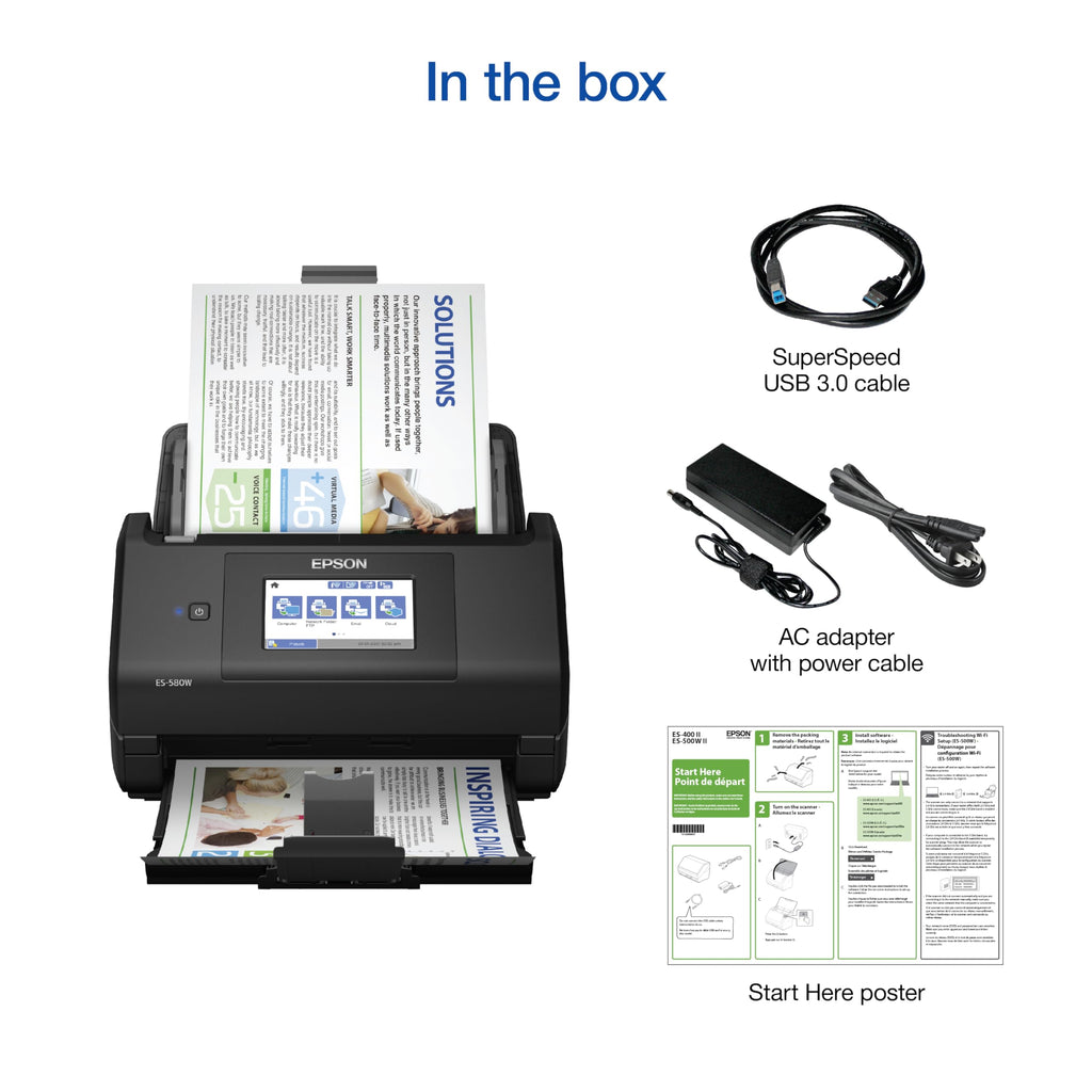 Epson Workforce ES-580W Wireless Color Duplex Desktop Document Scanner