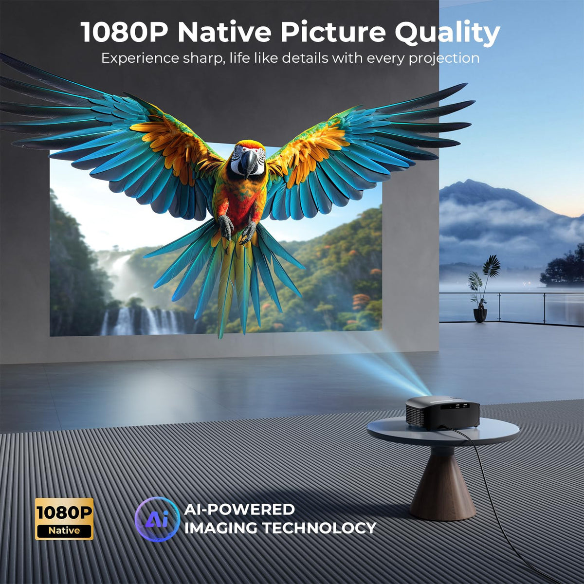 GOODEE Mini Projector [Official Licensed Google TV] Built-in Apps