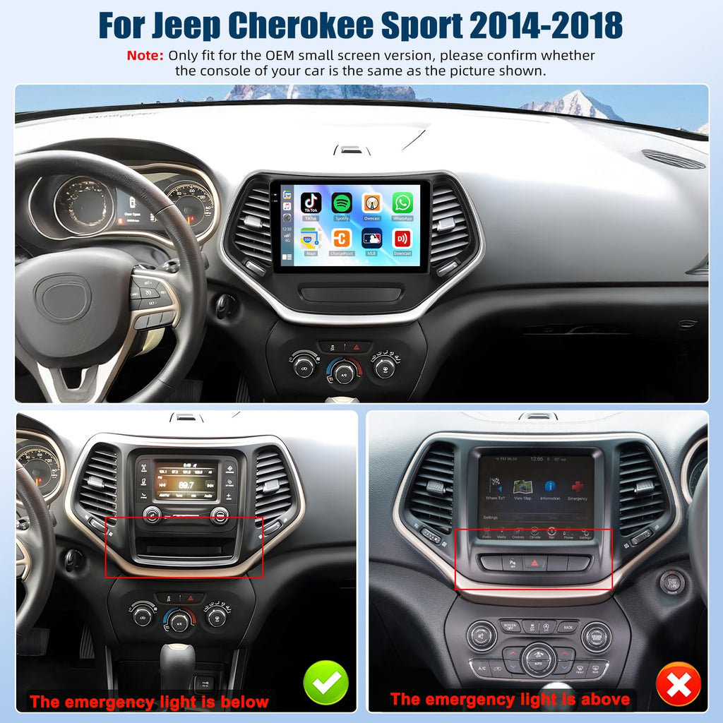 SIXTOP 4G+64G Android Car Stereo Radio for Jeep Cherokee Sport 2014-2018 Wireless CarPlay Android Auto Bluetooth 5.0 GPS Navigation 10.1 Inch HD Touch Screen FM/RDS WiFi 32EQ SWC AHD Backup Camera