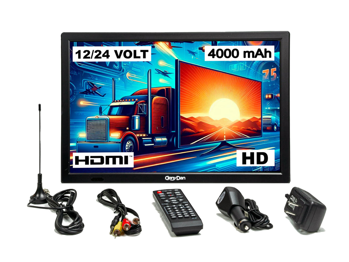 16-Inch Travel TV – Your Ultimate Portable Entertainment Hub for Car, RV, Truck, and Kitchen, Full HD Display, HDMI/USB/AV Inputs, 12V/24V/110V Power Options, Perfect for On-the-Go Viewing