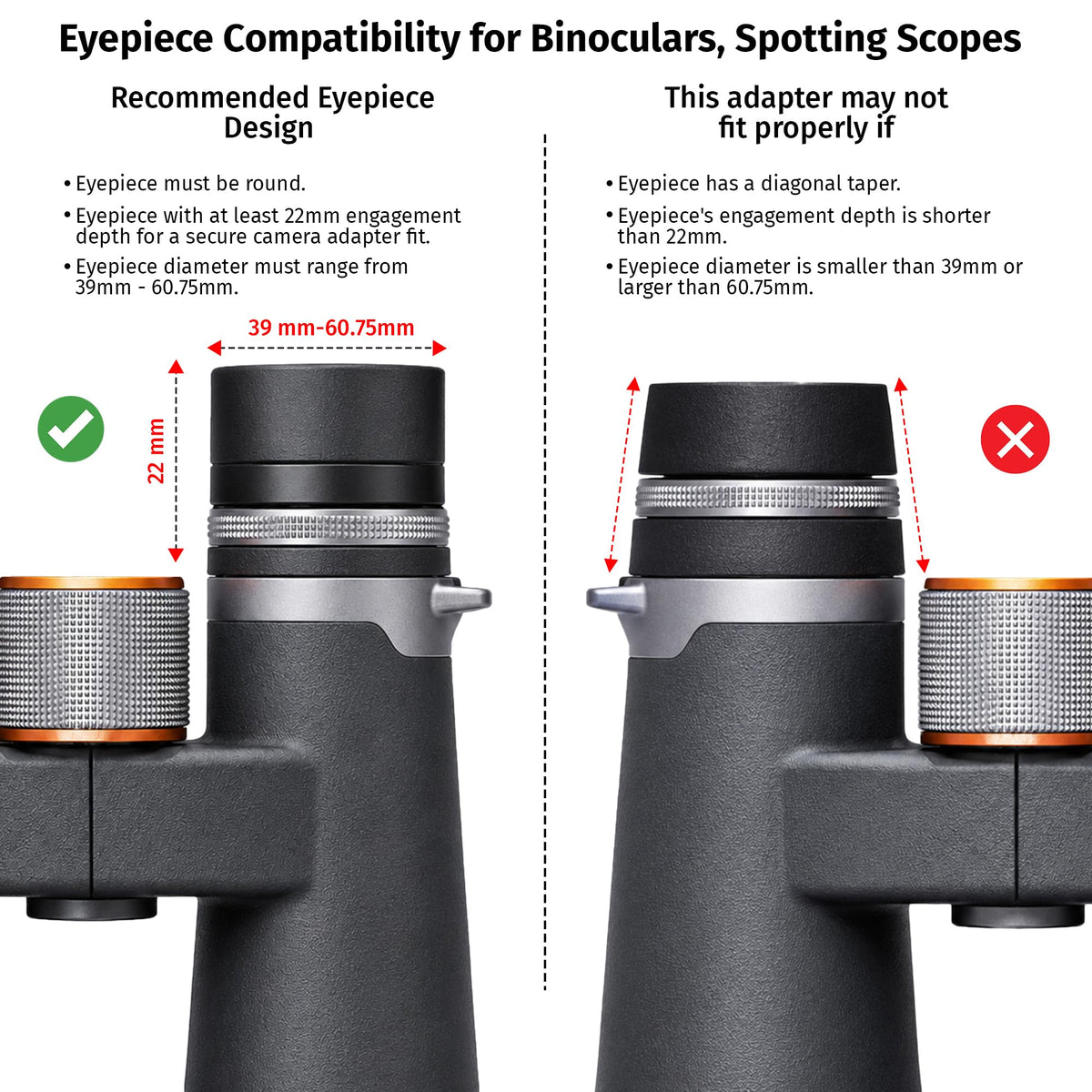 Universal Spotting Scope Phone Adapter, Double Grip, Made in USA