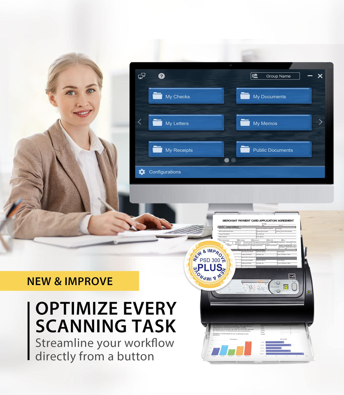 Plustek PSD300 Plus Document Scanner