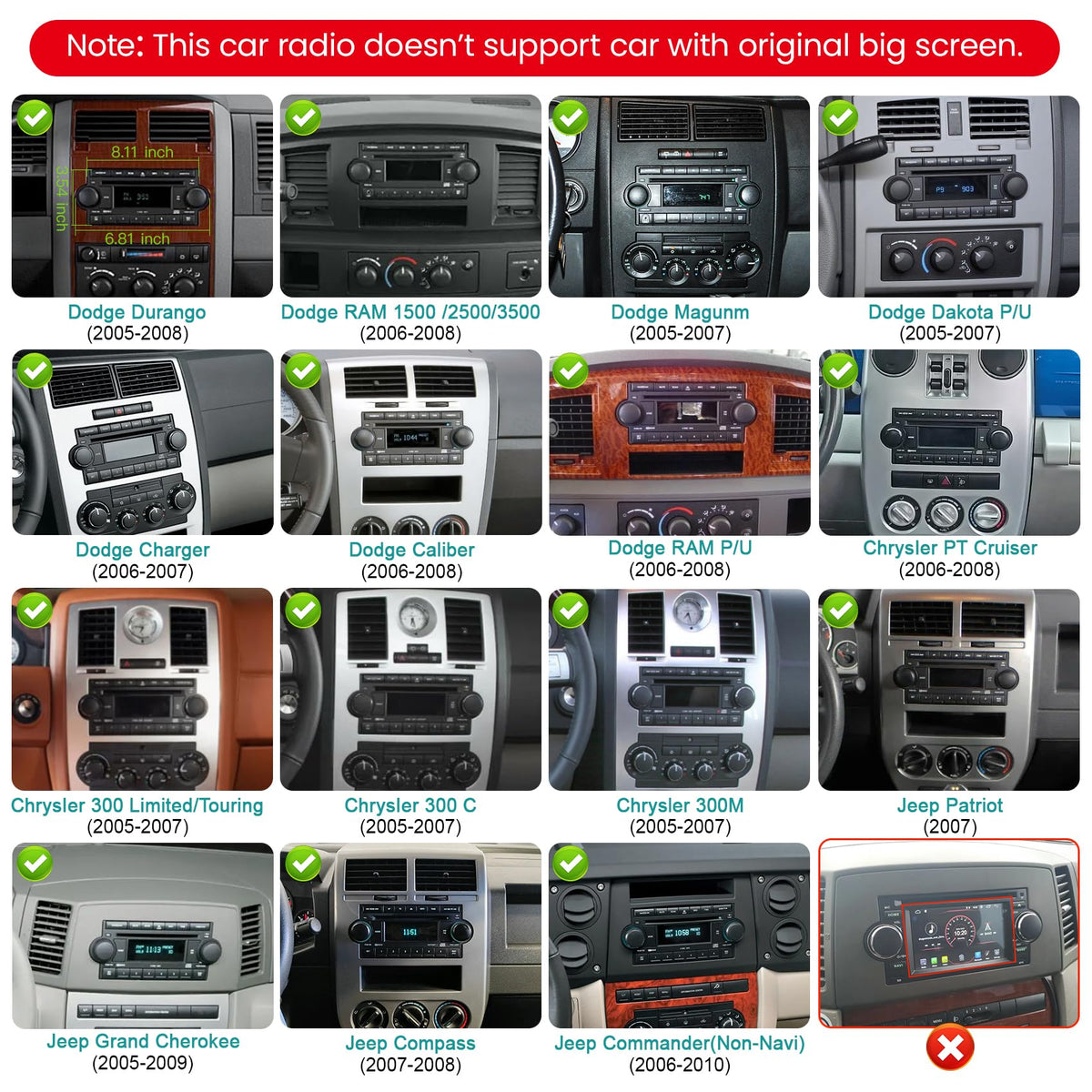 (8Core+128GB) Car Radio Stereo for Dodge Ram 1500/2500/3500 2006 2007 2008
