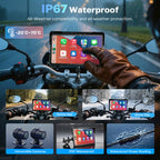 Motorcycle CarPlay Screen with Android Auto – 7” Waterproof GPS, Pantalla para Moto, Apple CarPlay, Navigation System for Motorcycle, Dual 2K Dash Cam Bluetooth Audio,64GB&TPMS with Magnetic