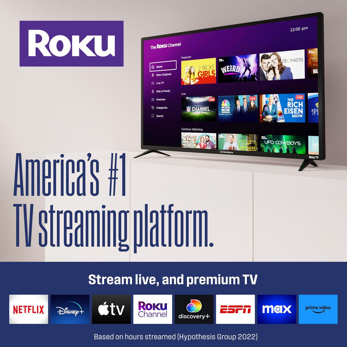 Westinghouse Roku 43 Inch Smart TV, 4K UHD, Apple AirPlay 2, Alexa