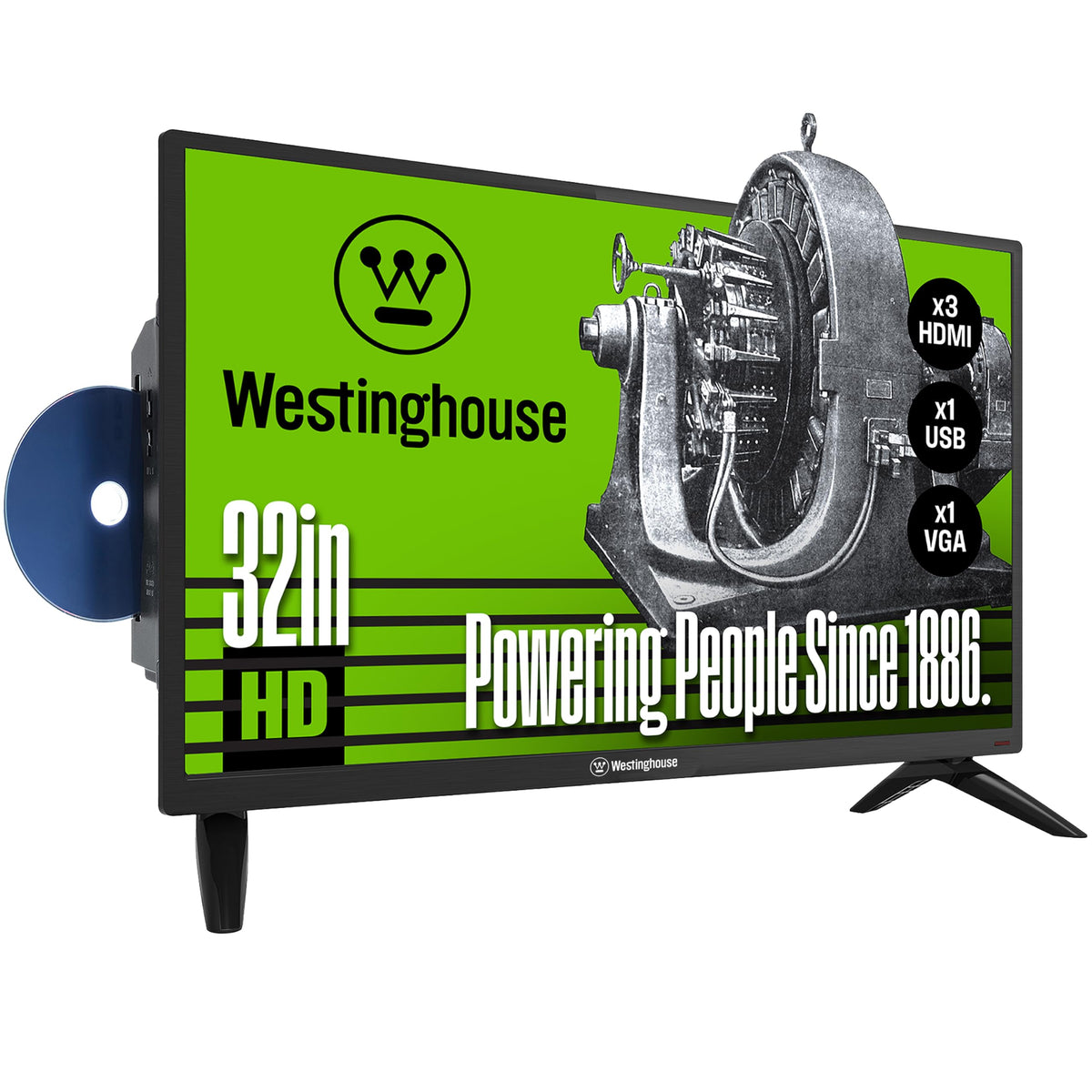 Westinghouse 32 Inch TV with DVD Player Built in, HD Small Non-Smart TV
