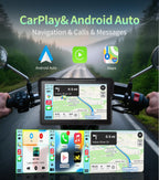 C7 Motorcycle Carplay, GPS Navigation System for CarPlay & Android Auto, 7-inch HD Touchscreen for Motorcycle, IP67 Waterproof, Support Dual Bluetooth, Smartphone Mirroring(C7 with TPMS)