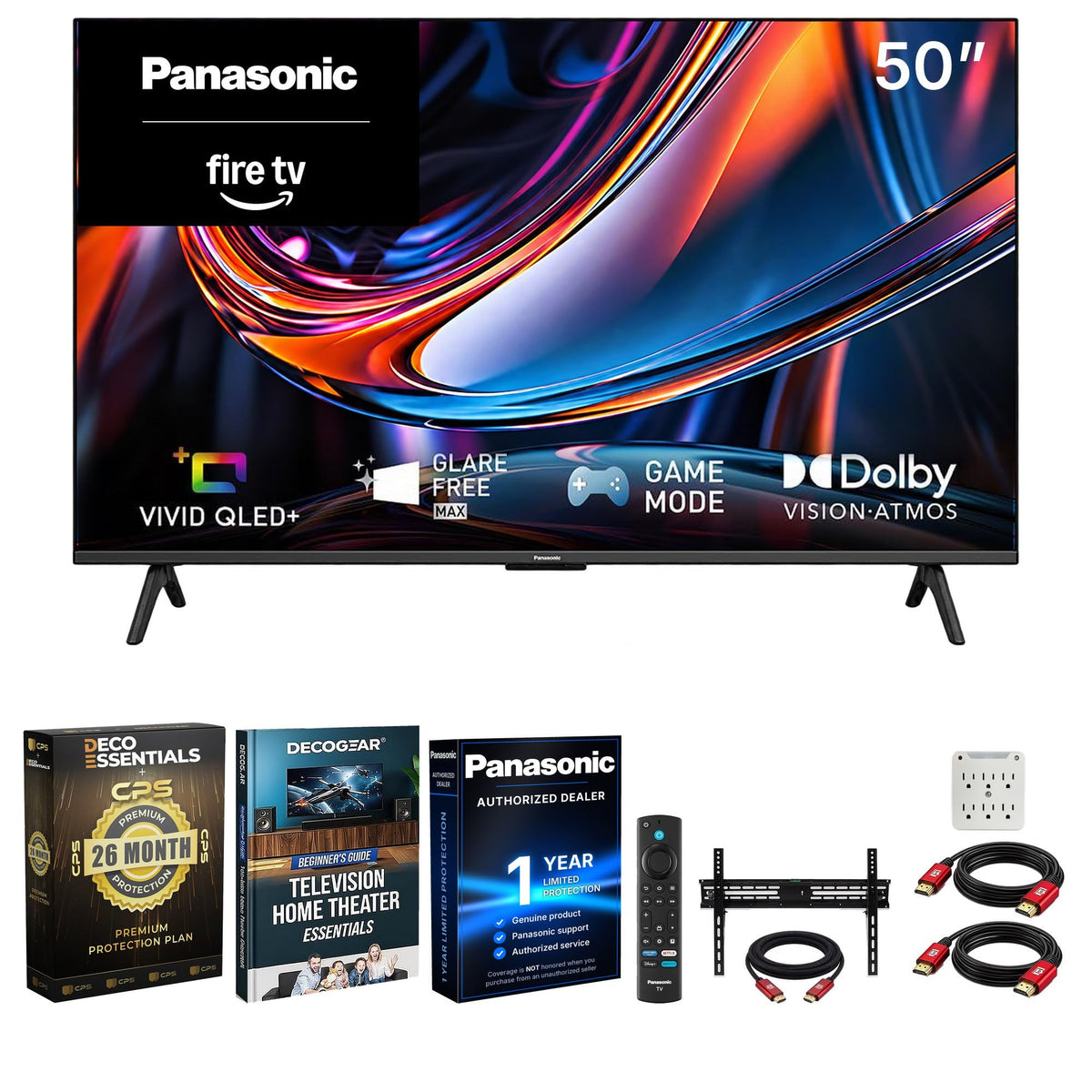 Panasonic W80 Series (2026 Model) 50-inch QLED 4K Glare Free Fire TV Bundle