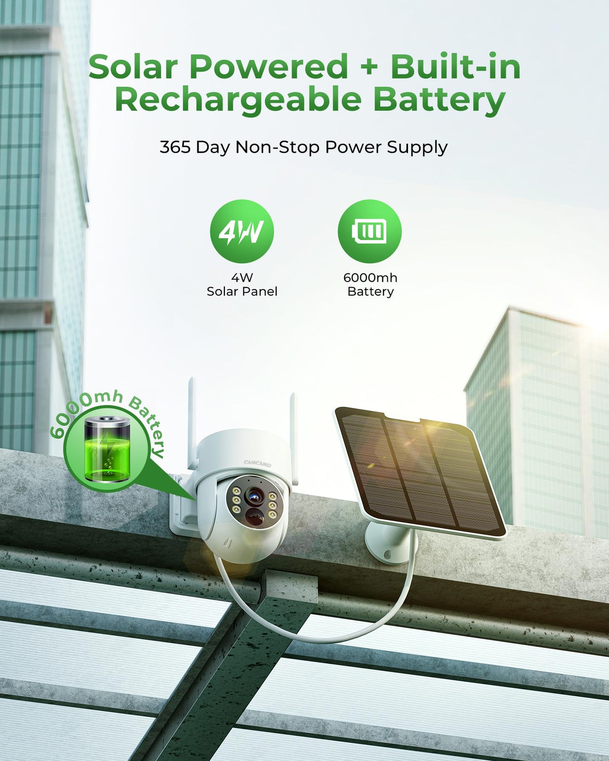 Camcamp Solar Security Cameras Wireless Outdoor with 10" Monitor, 4 Cam Kit