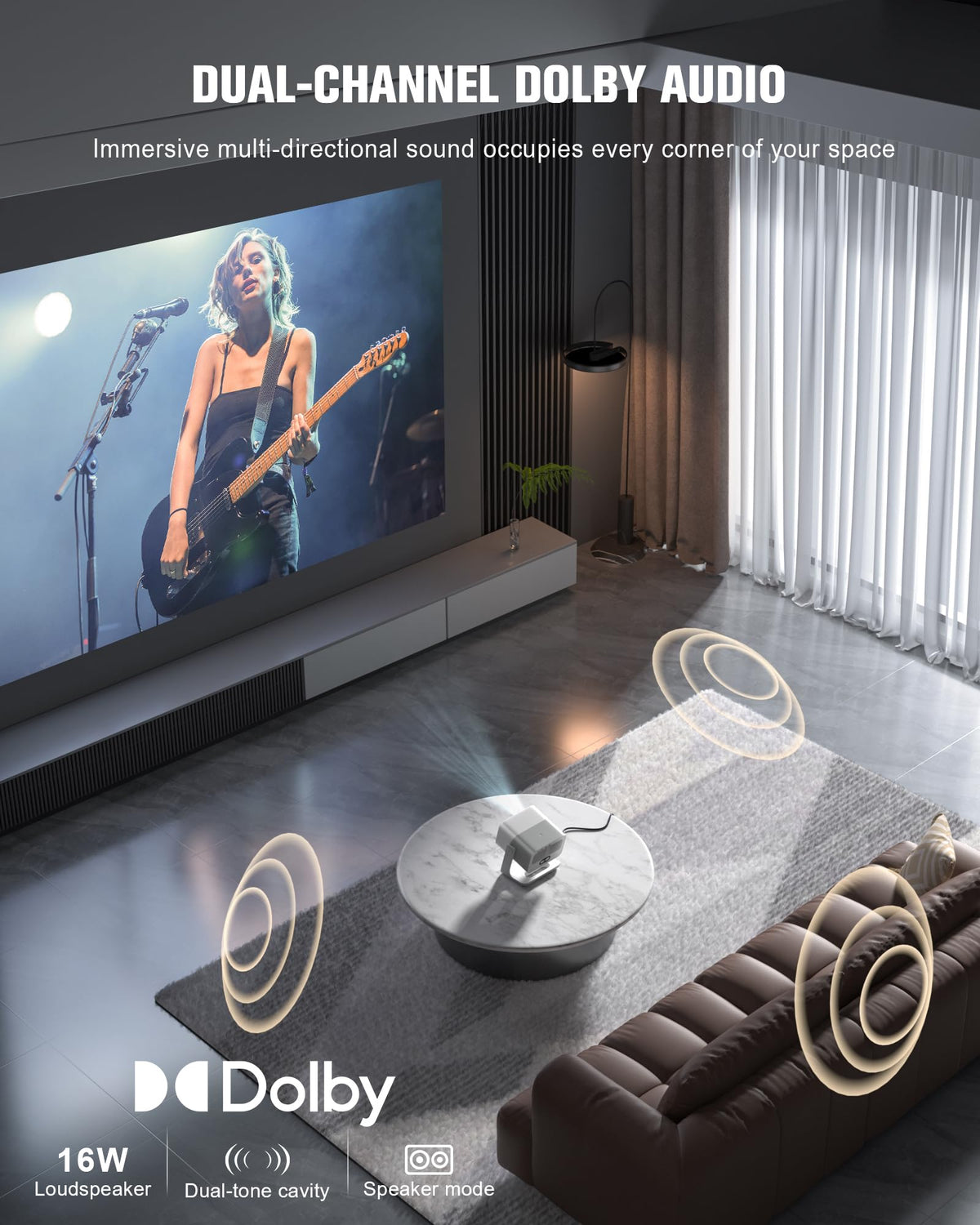 【Google TV & High Brightness】4K Outdoor Projector with WiFi and Bluetooth