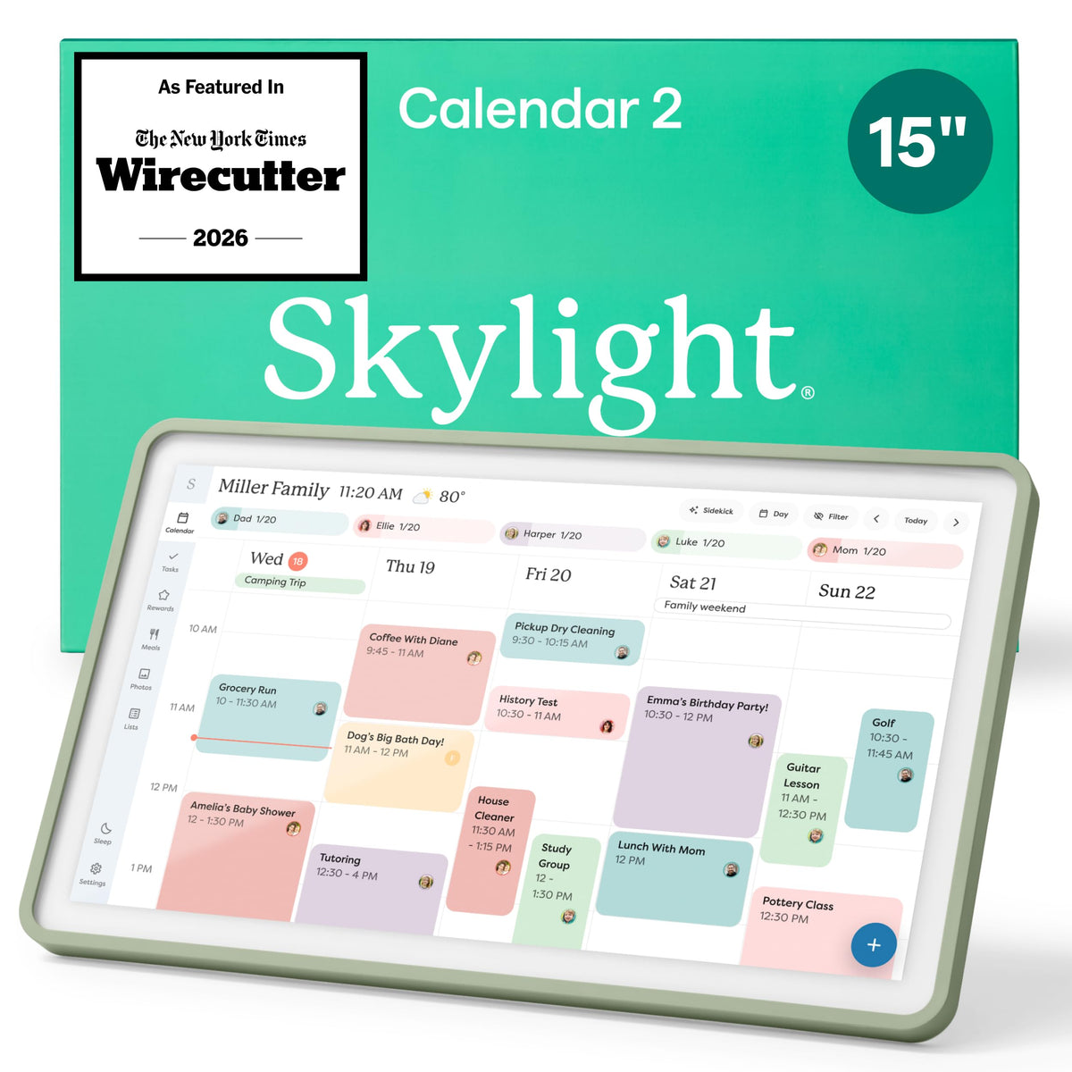 Skylight Calendar – 15" Touchscreen Digital Calendar & Chore Chart, White