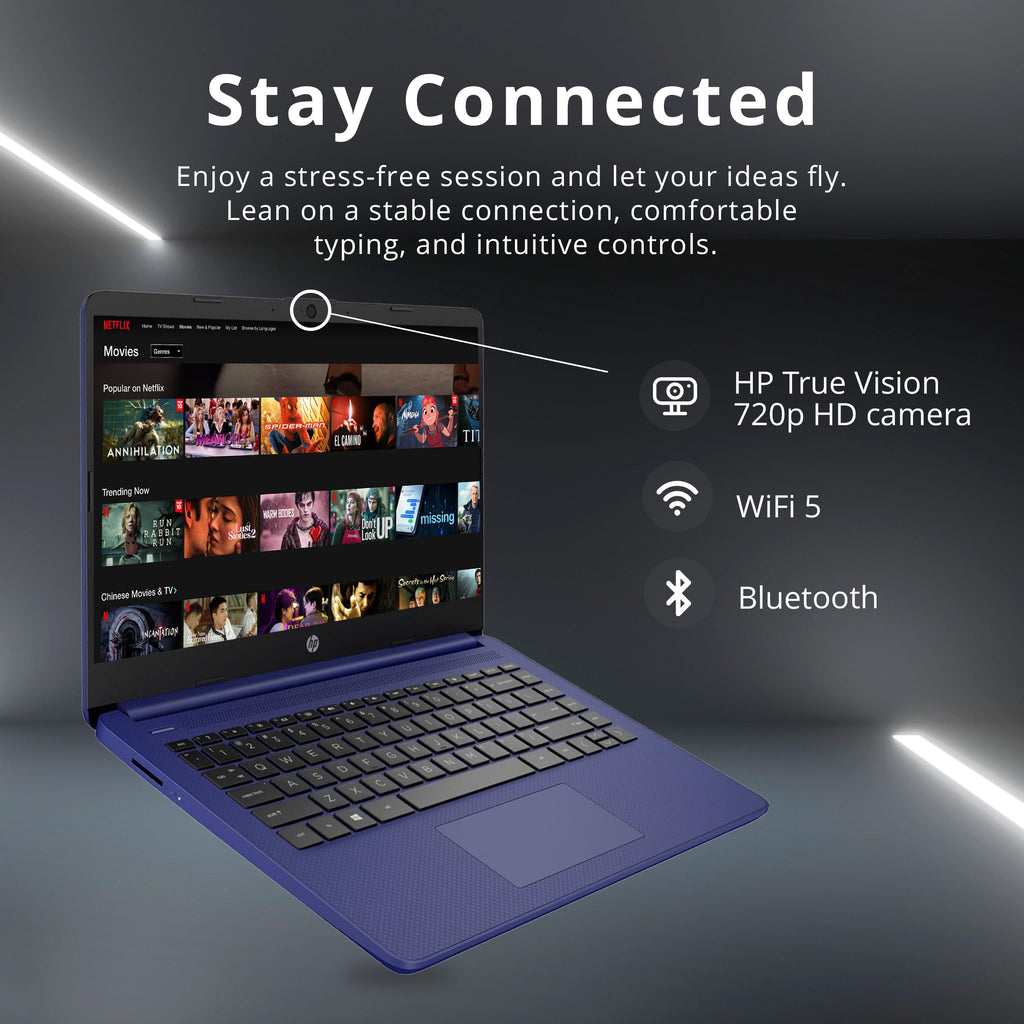 HP Stream 14" HD Laptop for Business, Intel Celeron N4120, 4GB RAM, 224GB Storage (64GB eMMC + 160GB Docking Station Set), Intel UHD Graphics, HD Camera, WiFi, 1 Year Office 365, Win 11, Blue