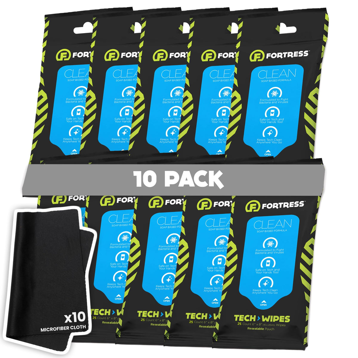 Fortress Electronic Wipes (25 ct, Pack of 72) Screen Cleaner Wipes for Tech