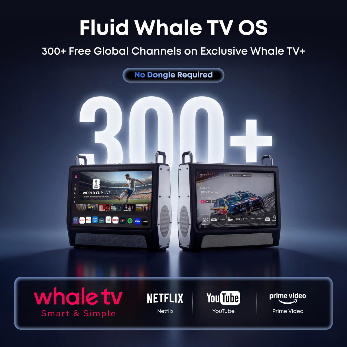 Portable TV 15.6 Inch 1080P Smart TV with 60W Speakers, Built-in 12+ Hrs Battery Outdoor TV, Rechargeable Camping TV with ATSC, HDMI, WiFi, Android Apps (Inches, 15.6)