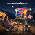 Portable Smart Projector [Bundled with Google TV Stick 14.0 & 4K Support & Dolby] with WiFi and Bluetooth HDR10,Ceiling Mini Movie Short Throw Projector Outdoor Auto Focus for Home Theater Bedroom