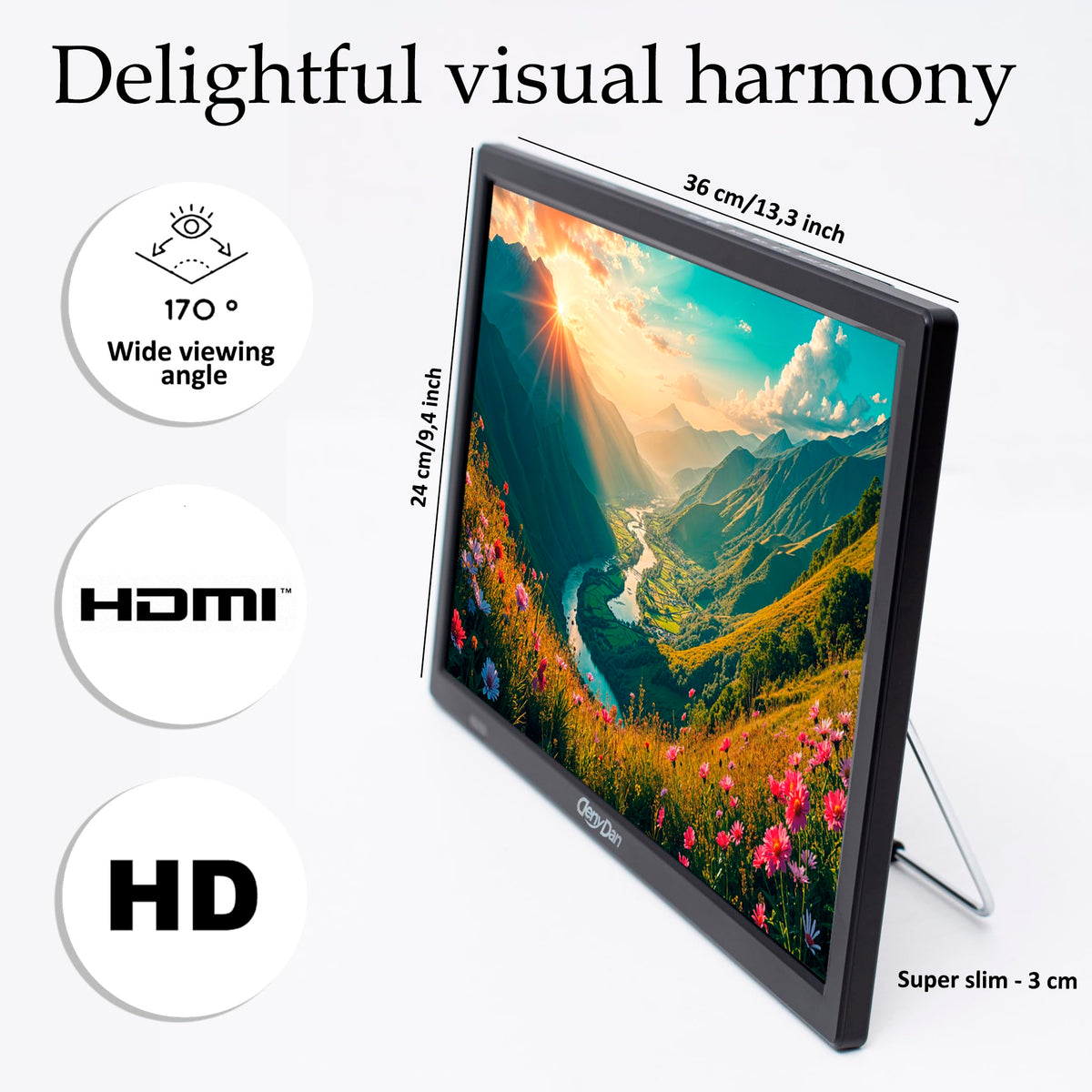 16-Inch Travel TV – Your Ultimate Portable Entertainment Hub for Car, RV, Truck, and Kitchen, Full HD Display, HDMI/USB/AV Inputs, 12V/24V/110V Power Options, Perfect for On-the-Go Viewing
