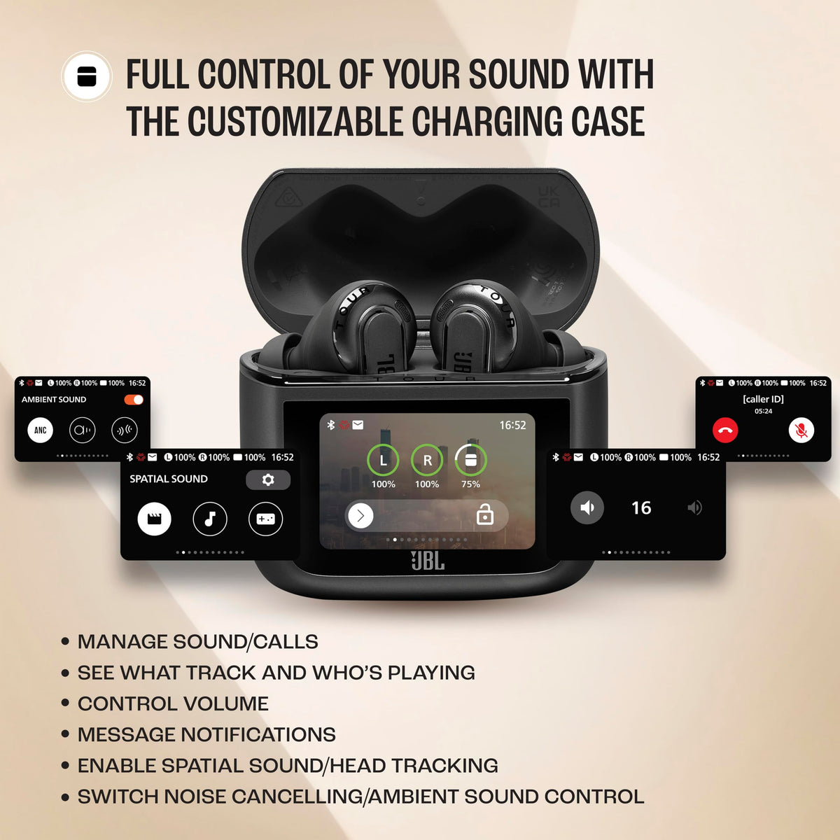 JBL Tour Pro 3 True Wireless Earbuds, Smart Noise Cancelling - Black