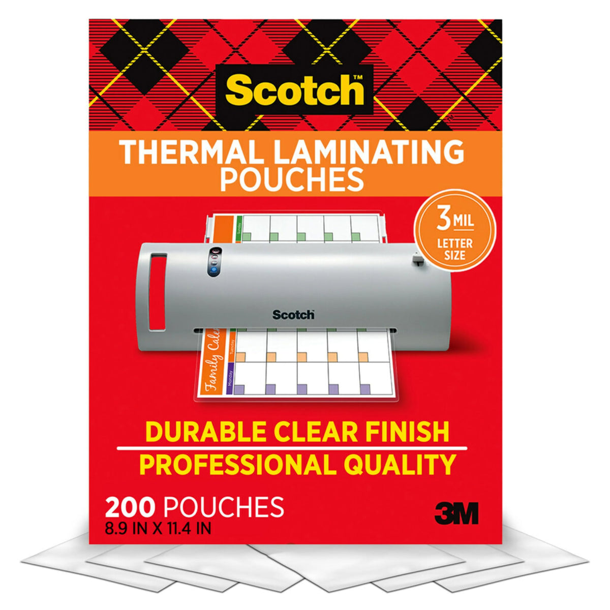Scotch Thermal Laminating Pouches,Clear,3 mil.,Ideal Office or School Supplies,Fits Letter Sized Paper (8.9 in. × 11.4 in.),(Pack of 1200)