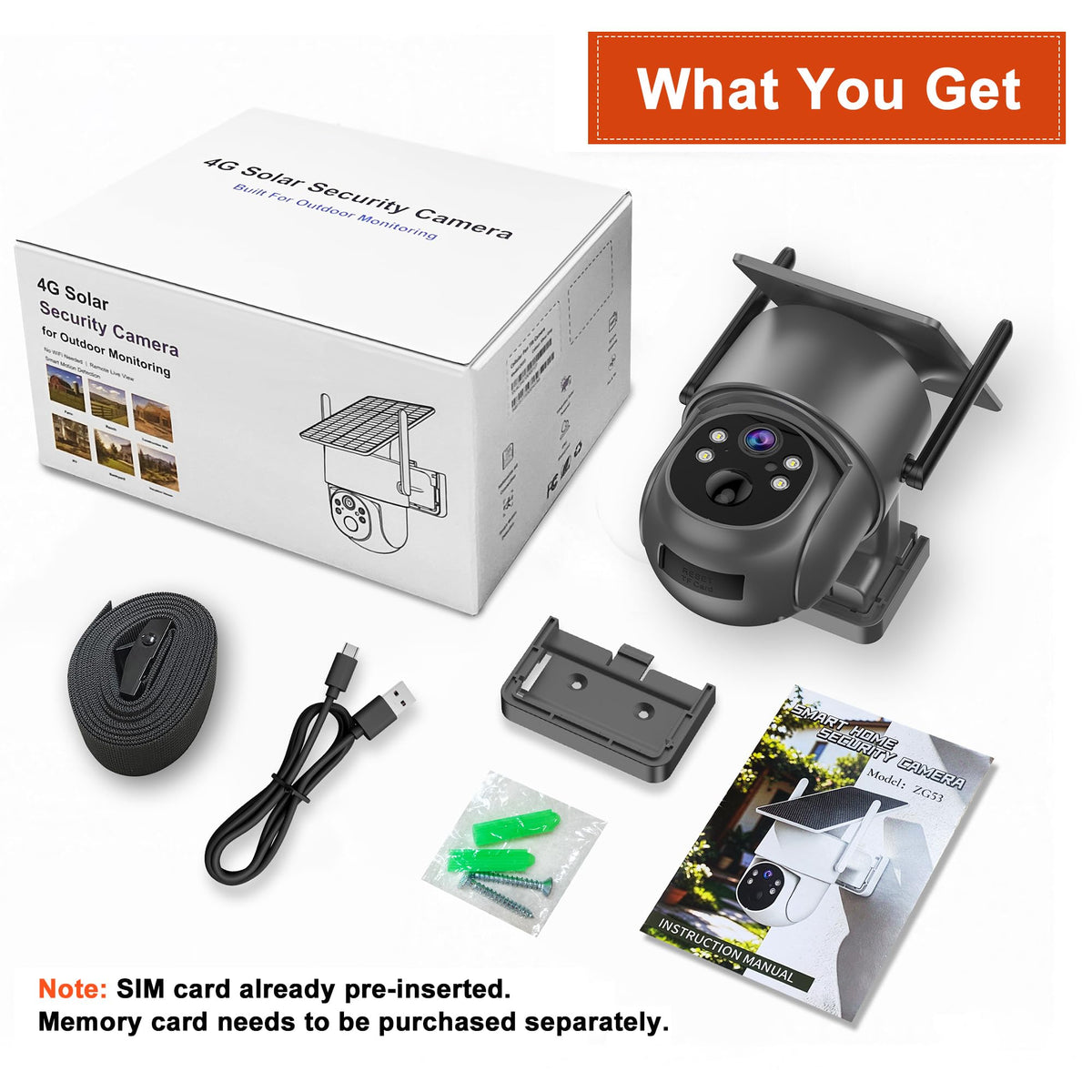Cellular PTZ Security Camera Wireless Outdoor, No Monthly Fee
