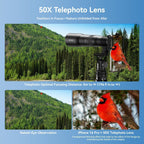 APEXEL 50x High-Definition Telephoto Lens for iPhone & Android – for Wildlife, Moon, Landscapes & Target Viewing – Includes Universal Phone Clip & Tripod