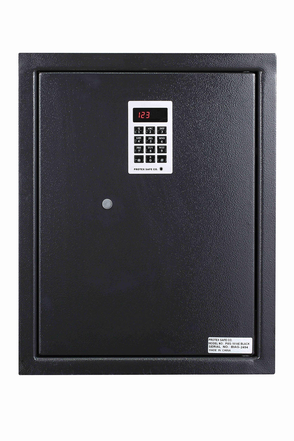 ProtexSafe Electronic Keypad Wall Safe (PWS-1814E)-Black, Burglary Resistant wall safe, digital electronic locking system, velvet interior, automatic door opening, 2 Removable shelves