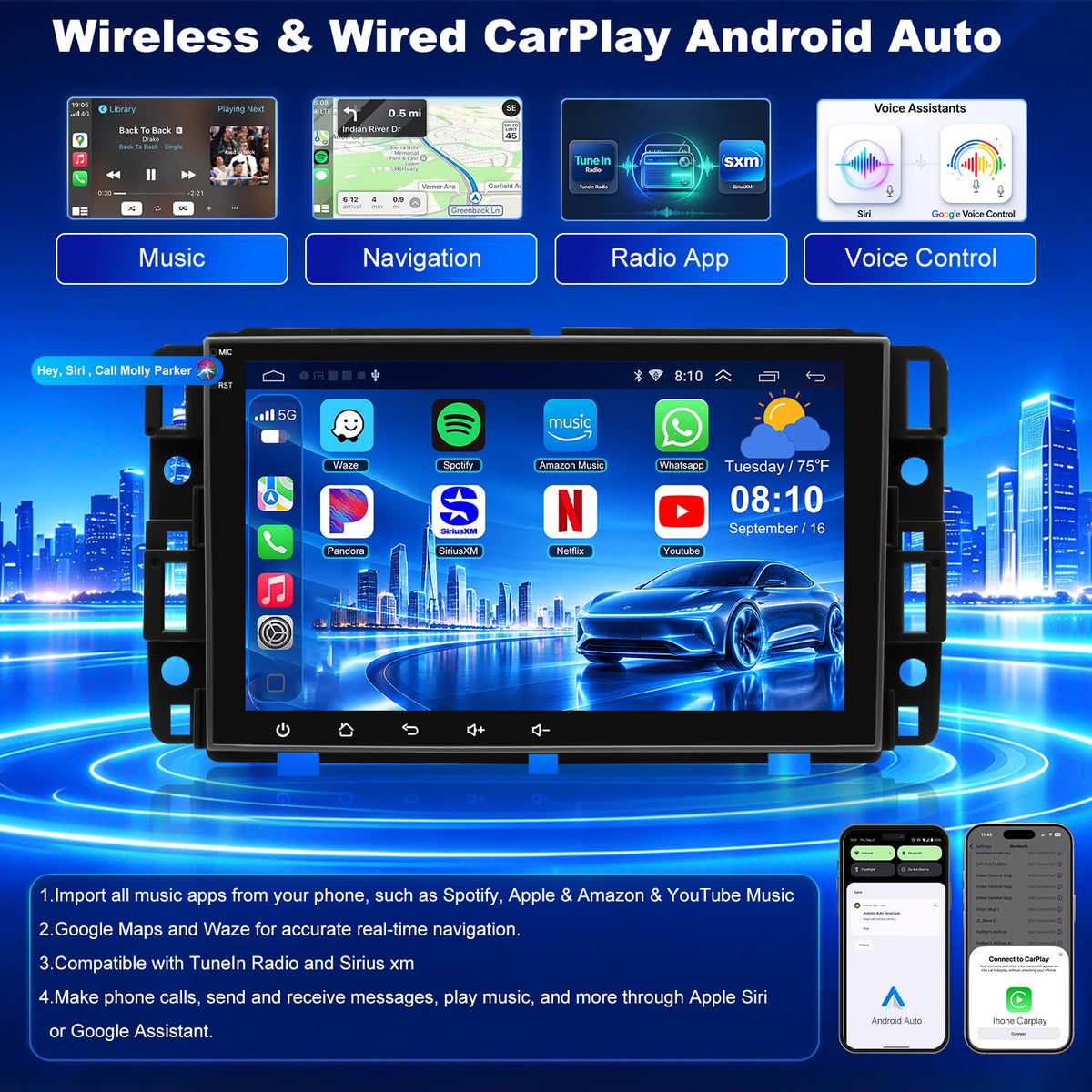 Upgrade Car Radio for Chevy Silverado 1500 2500 3500 GMC Sierra 2007-2013