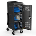 16-Device Laptops Charging Cabinet, Locking Charging Station for Chromebook iPads, Tablet Charging Storage Box for Classroom Library Office, Lock Laptop Charging Storage Cabinet, Black