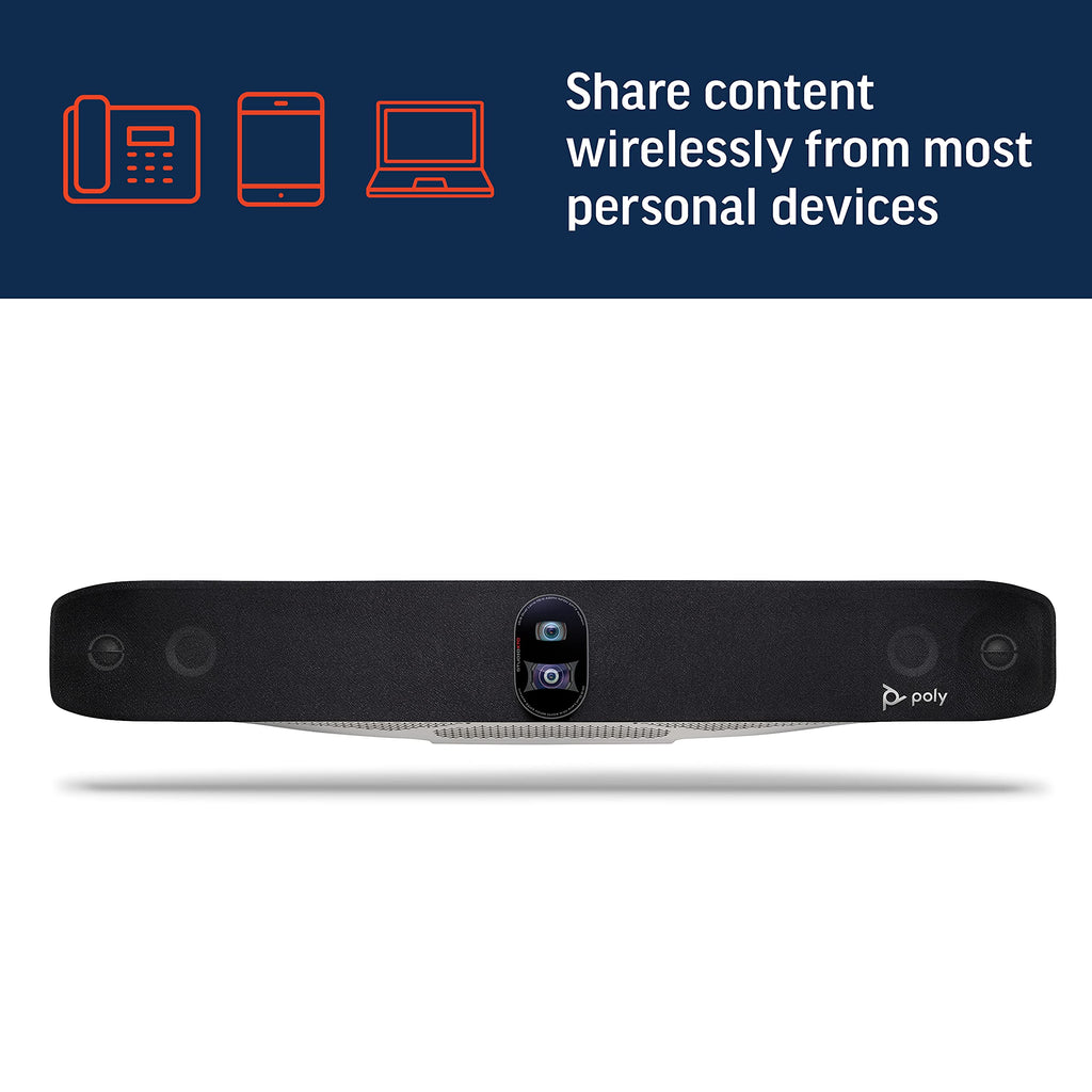 Poly - Studio X70 Video Bar for Large Conference Rooms Poly (Plantronics + Polycom) - Premium 4K Audio & Video Conferencing Solution - Camera, Speakers, & Microphones - Works w/Teams, Zoom (Certified)