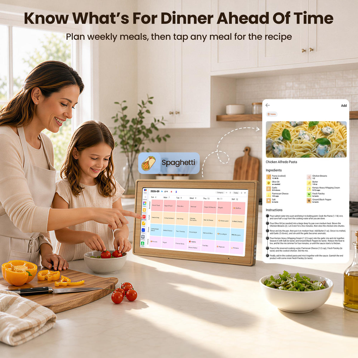 Digital Wall Calendar 15.6" Shared Family Planner Smart Touch Screen