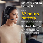 Jabra Evolve2 65 MS Wireless Headphones with Link380c, Stereo, Black – Wireless Bluetooth Headset for Calls and Music, 37 Hours of Battery Life, Passive Noise Cancelling Headphones