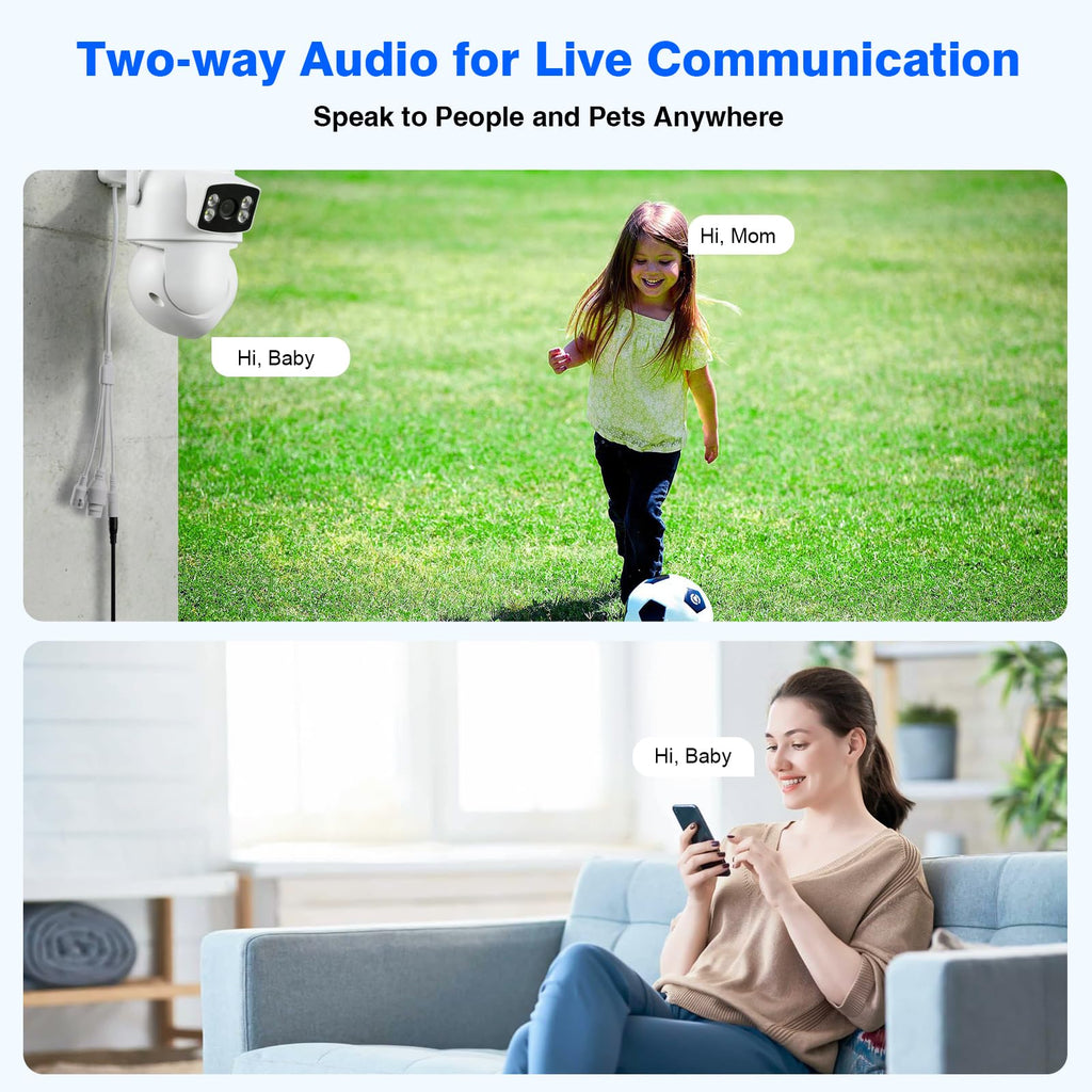 Expandable 10CH NVR Wireless Security System 10.1" Monitor, 4 Dual Lens PTZ 4MP Camera, Humanoid Motion Detection, Spotlight, Siren Alarm, 2-Way Audio, in/Outdoor, 1TB HDD, Color Night Vision