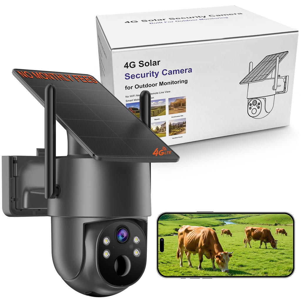 Cellular PTZ Security Camera Wireless Outdoor, No Monthly Fee
