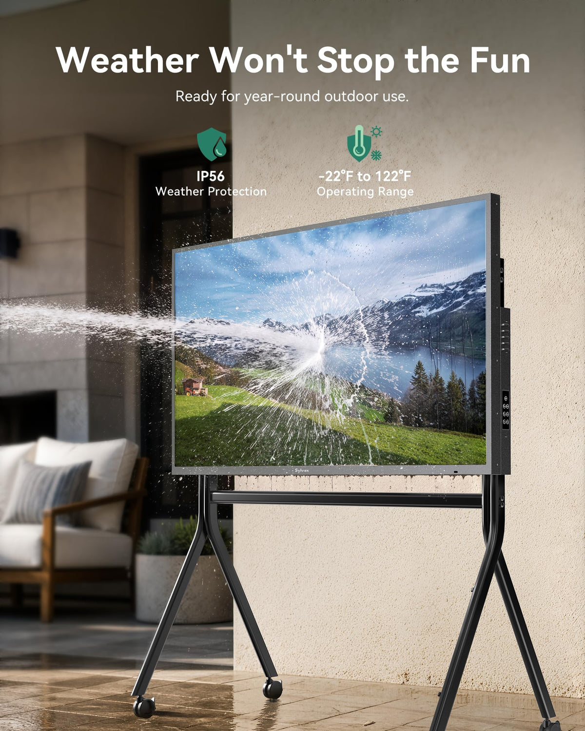 SYLVOX Outdoor TV, 55 inch 4K Smart Outdoor Television, IP56 Waterproof
